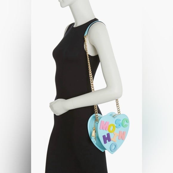 Moschino 'Moschino' Leather Heart Bag (Fantasy Print Light Blue) - Picture 2 of 12